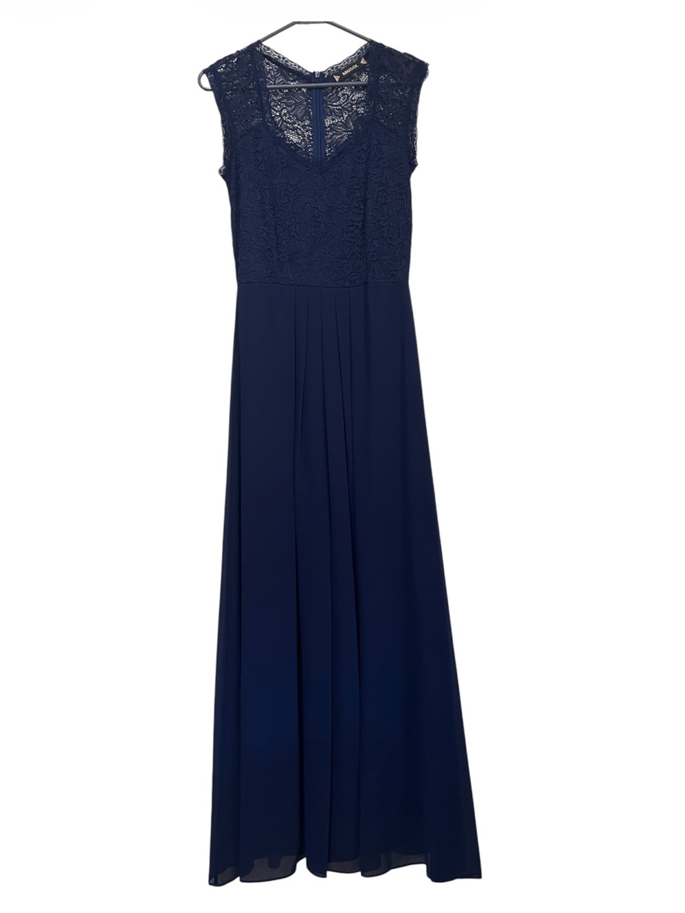 MIUSOL Navy Blue Lace Top Chiffon Maxi Dress Size Small